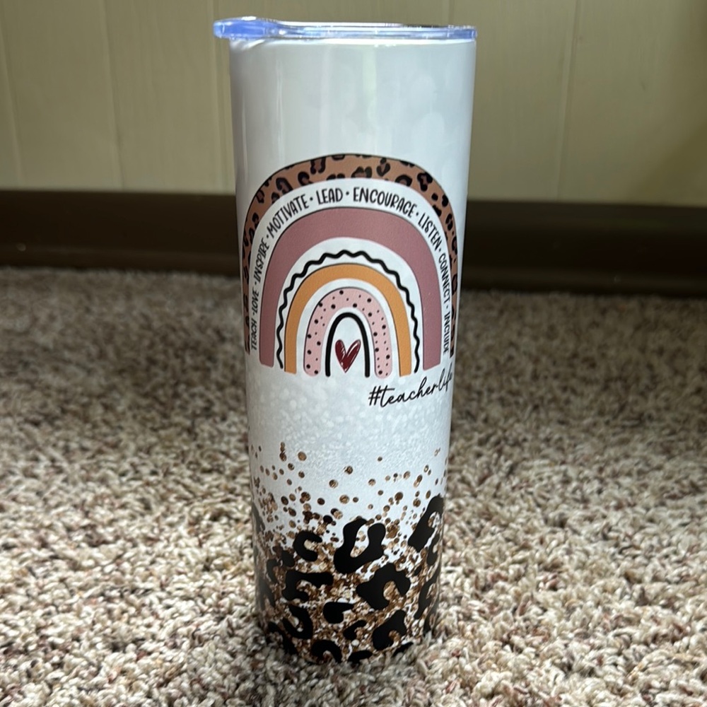 Rainbow Leopard Print teacher tumbler